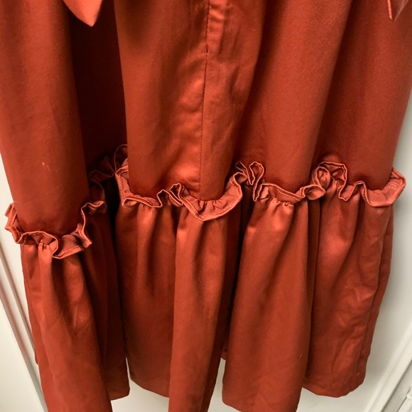 BHLDN Anthropologie Canyon Copper/Rust Satin Tie Back Sleeveless Dress size 0 - Picture 8 of 9